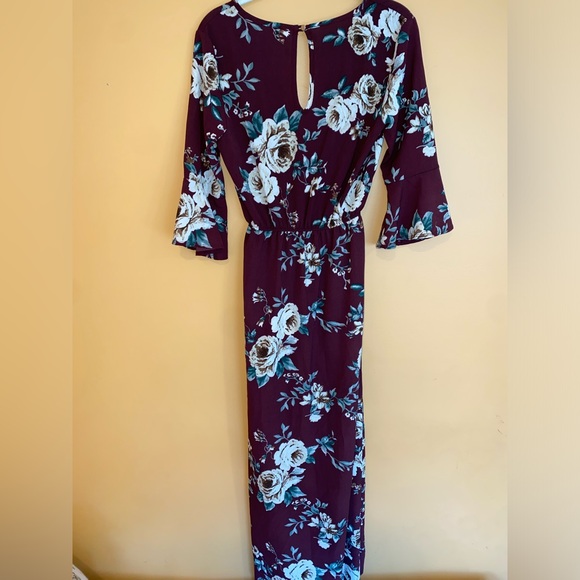 Burgundy Floral Maxi Romper Sm - Picture 2 of 3